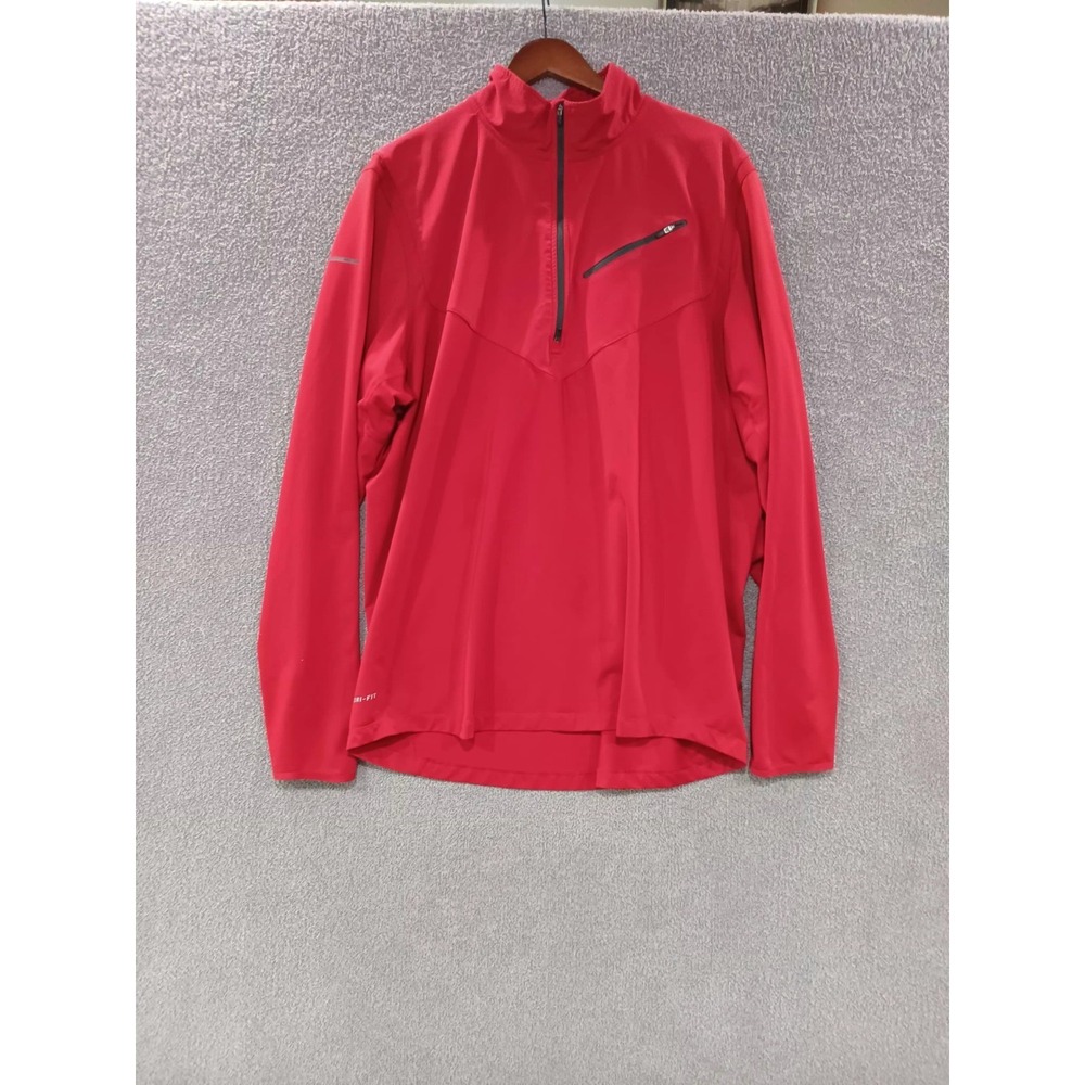 Nike Running Half-Zip Pullover Men's XXL Red Long Sleeve Mock Neck